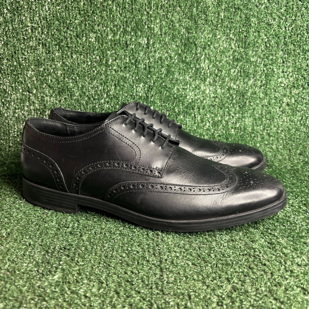 Cole Haan Grand.OS C23793 Wingtip Oxford Brogue Leather Shoes Black Mens Sz 10 M